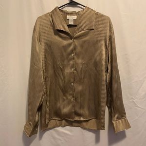 K Arnold Black and Gold Vintage Silk Button Shirt